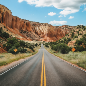 Charming hidden stops along an American road trip, featuring rustic cafes and quaint villages on a scenic route.