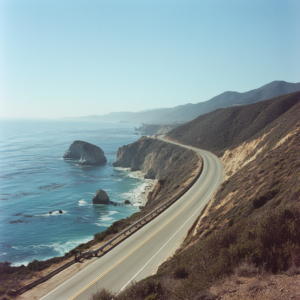 Collage of iconic American road trip scenes featuring highways, landscapes, and travel icons.