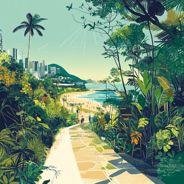 Collage of eco-friendly travel destinations featuring natural landscapes and sustainability icons.