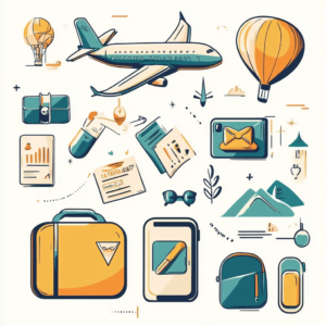 Infographic displaying budget travel hacks with money icons, discount tags, and travel tips.